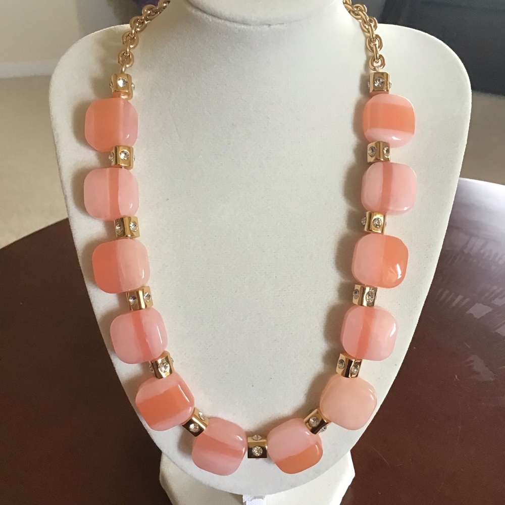 Kate spade pink squares gold chain necklace
